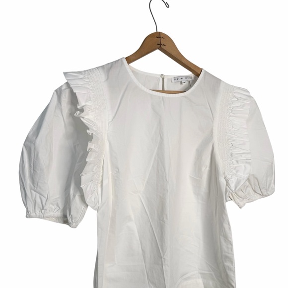 Anthropologie English Factory Puff-Sleeve Ruffled Top White Size Medium - Picture 3 of 8